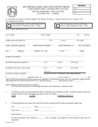 Document preview: Game Bird Farm License Initial/Original Application - Wyoming