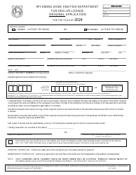Document preview: Fur Dealer License Original Application - Wyoming, 2024