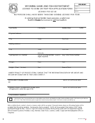 Document preview: License to Seine or Trap Fish Application Form - Wyoming