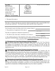 Form 811 Certificate of Reinstatement - Texas, Page 4