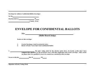 Document preview: Form 6-56 Envelope for Confidential Ballots - Texas