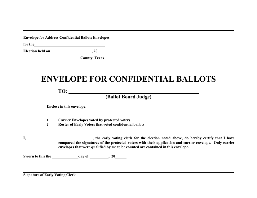 Form 6-56 Envelope for Confidential Ballots - Texas