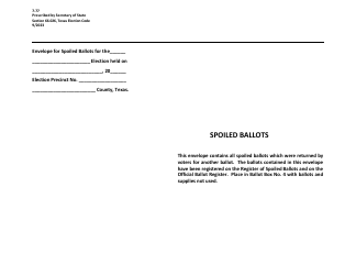 Document preview: Form 7-77 Envelope for Spoiled Ballots - Texas