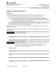 Document preview: Form my|CalPERS2190 Address Change Authorization - California