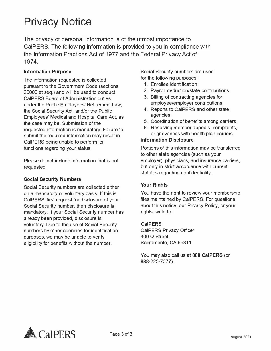 Form my|CalPERS2190 Address Change Authorization - California, Page 3