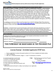 Child Development and Care (CDC) License Exempt Provider Application - Michigan, Page 11