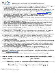Child Development and Care (CDC) License Exempt Provider Application - Michigan, Page 5