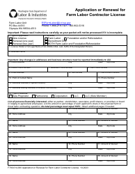 Document preview: Form F700-014-000 Application or Renewal for Farm Labor Contractor License - Washington (English/Spanish)