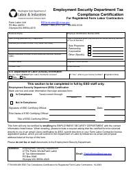 Document preview: Form F700-099-000 Employment Security Department Tax Compliance Certification for Registered Farm Labor Contractors - Washington