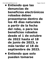 Formulario FAA-1847A-SXLP Solicitud De Reemplazo Por Robo De Beneficios Electronicos (Letra Extra Grande) - Arizona (Spanish), Page 12