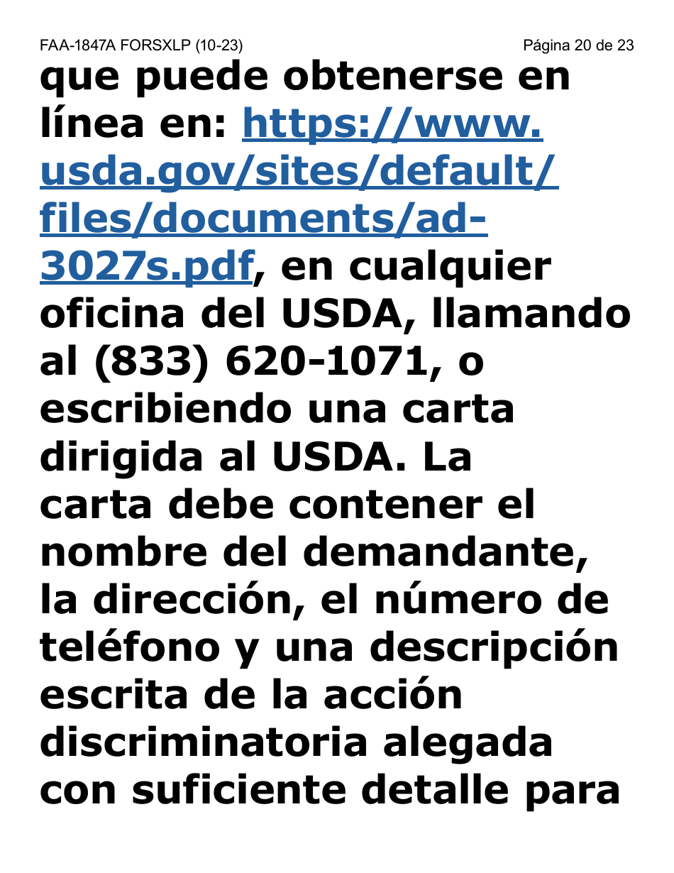 Formulario FAA-1847A-SXLP Solicitud De Reemplazo Por Robo De Beneficios Electronicos (Letra Extra Grande) - Arizona (Spanish), Page 20