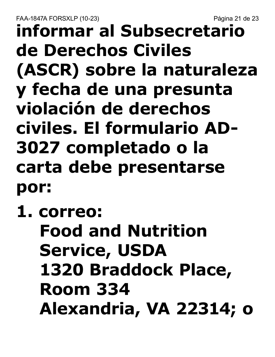 Formulario FAA-1847A-SXLP Solicitud De Reemplazo Por Robo De Beneficios Electronicos (Letra Extra Grande) - Arizona (Spanish), Page 21