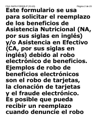 Formulario FAA-1847A-SXLP Solicitud De Reemplazo Por Robo De Beneficios Electronicos (Letra Extra Grande) - Arizona (Spanish), Page 2