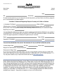 Document preview: Form CSE-1290A Caretakers Statement Regarding Physical Custody of a Child - Arizona