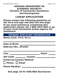 Document preview: Form EAP-1002A-LP Liheap Application (Large Print) - Arizona