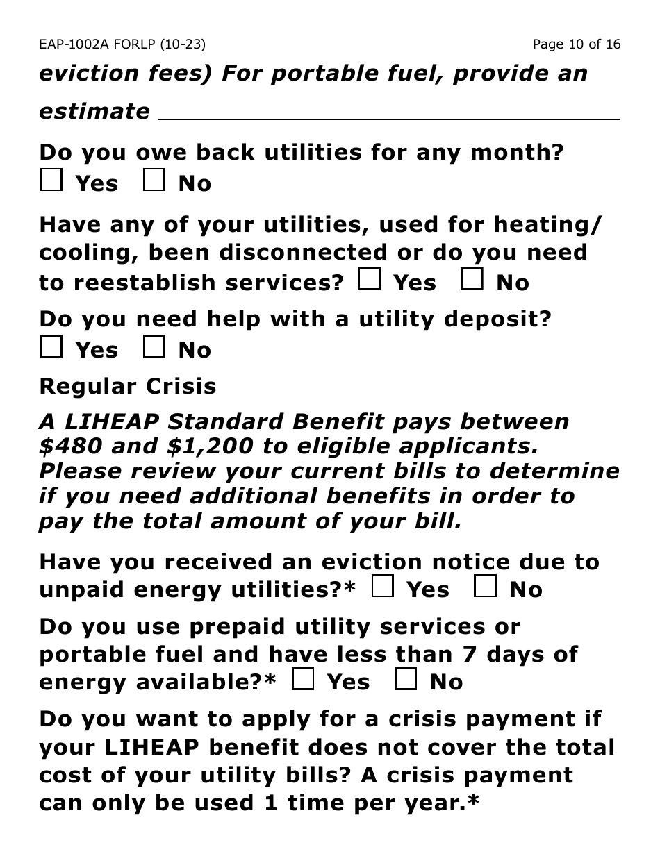 Form Eap 1002a Lp Download Fillable Pdf Or Fill Online Liheap Application Large Print Arizona 0351