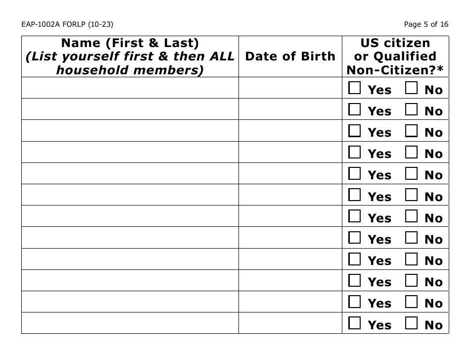 Form EAP-1002A-LP Liheap Application (Large Print) - Arizona, Page 5