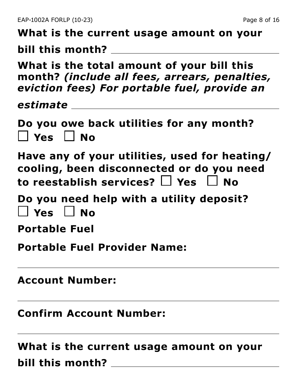Form eap 1002a lp download fillable pdf or fill online liheap