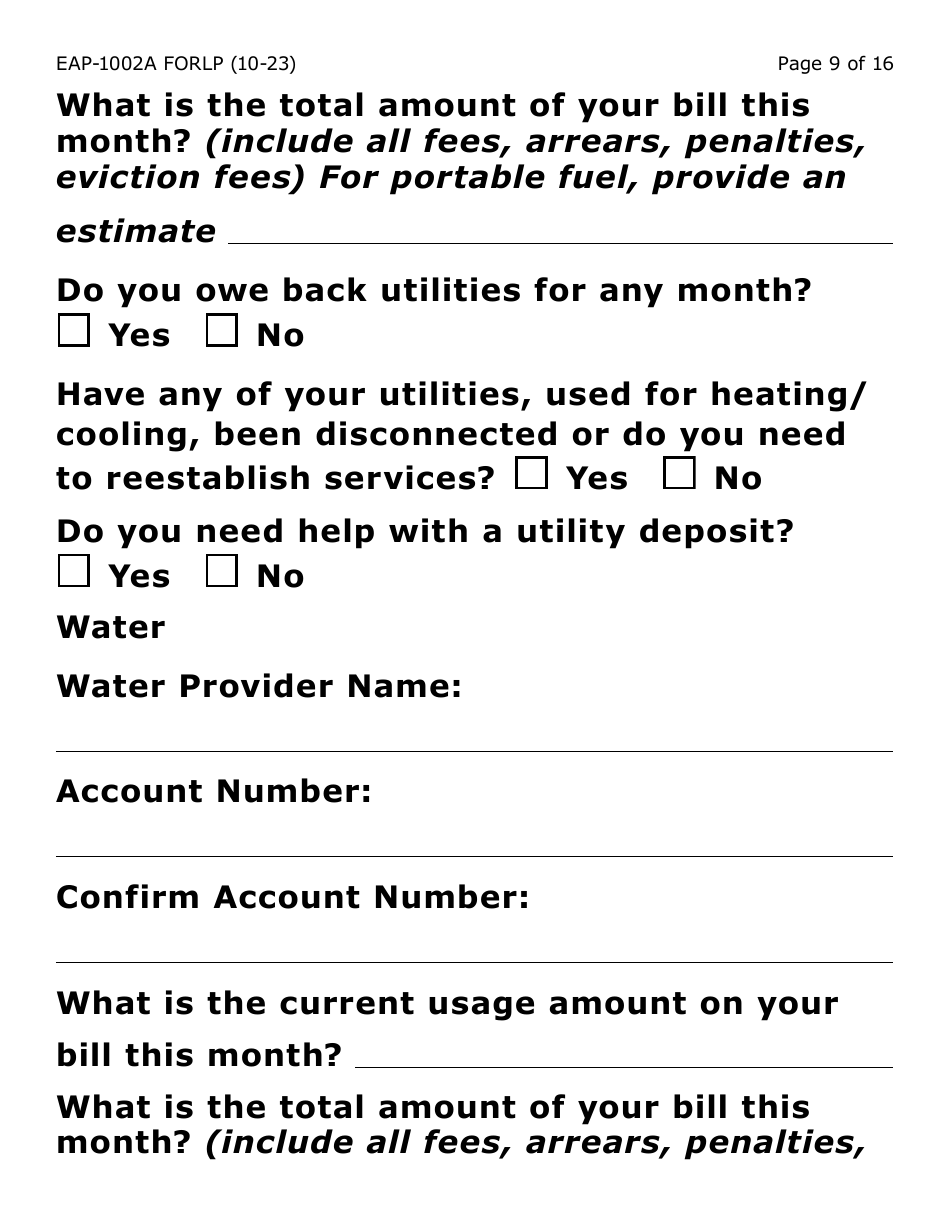 Form EAP-1002A-LP Liheap Application (Large Print) - Arizona, Page 9