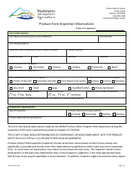 Form AGR2330 Produce Farm Inspection Observations - Washington