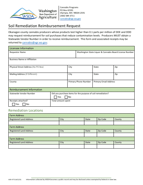 Form AGR-4772  Printable Pdf