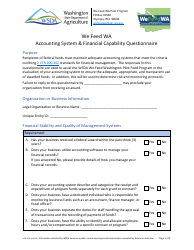 Document preview: Form AGR-2374 We Feed WA Accounting System & Financial Capability Questionnaire - Washington
