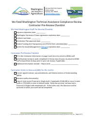 Form AGR-2376 Technical Assistance Contractor Compliance Review - We Feed Washington Pilot Food Program - Washington, Page 2