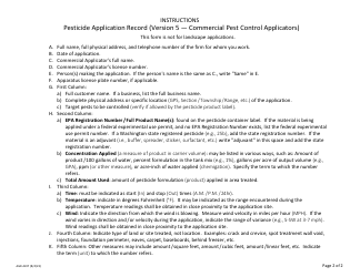 Form AGR-4237 Pesticide Application Record - Version 5 - Commercial Pest Control Applicators (Pco/Wdo) - Washington, Page 2