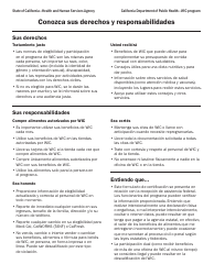 Document preview: Formulario CDPH4132 Conozca Sus Derechos Y Responsabilidades - California (Spanish)