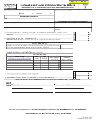 Document preview: Form 3 Nebraska and Local Individual Use Tax Return - Nebraska