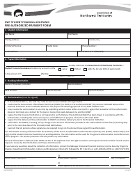 Form NWT9005 Pre-authorized Payment Form - Northwest Territories, Canada (English/French)