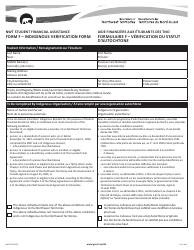 Form F (NWT8718) Indigenous Verification Form - Northwest Territories, Canada (English/French)