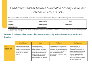 Document preview: Certificated Teacher Focused Summative Scoring Document Criterion 6: Uw Cel 5d+ - Washington
