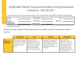 Certificated Teacher Focused Summative Scoring Document Criterion 6: Uw Cel 5d+ - Washington