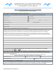 Document preview: Application for Public Access to Records - Village of Westhampton Beach, New York