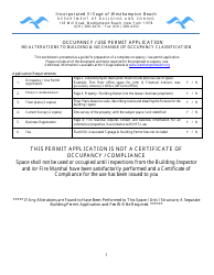 Document preview: Occupancy/Use Permit Application - Village of Westhampton Beach, New York