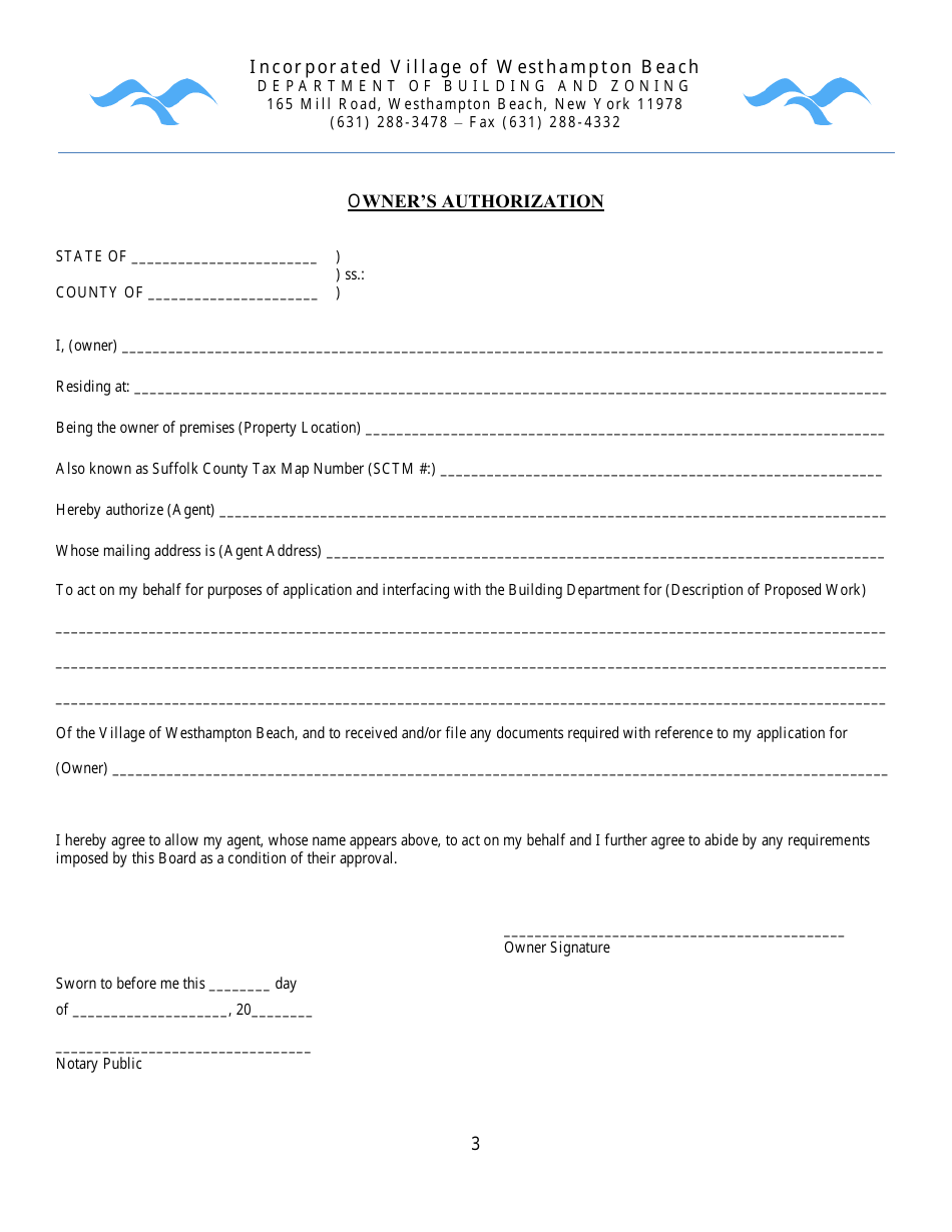 Occupancy / Use Permit Application - Village of Westhampton Beach, New York, Page 3