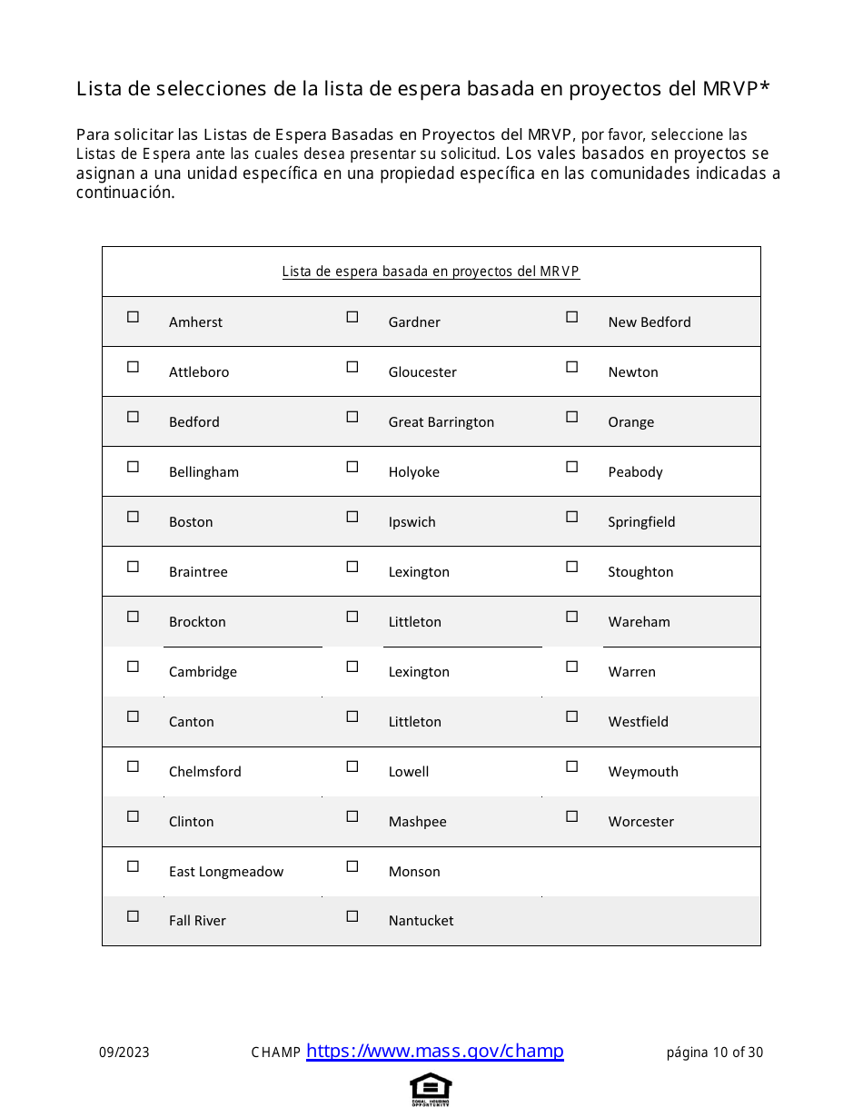 Solicitud De Vivienda Comun Para Programas De Massachusetts - Massachusetts (Spanish), Page 10