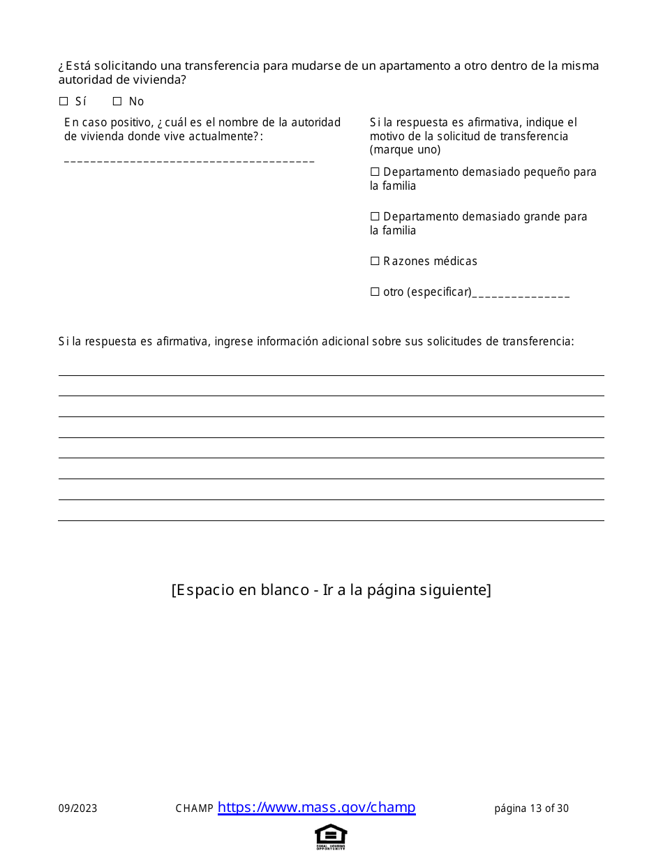 Solicitud De Vivienda Comun Para Programas De Massachusetts - Massachusetts (Spanish), Page 13