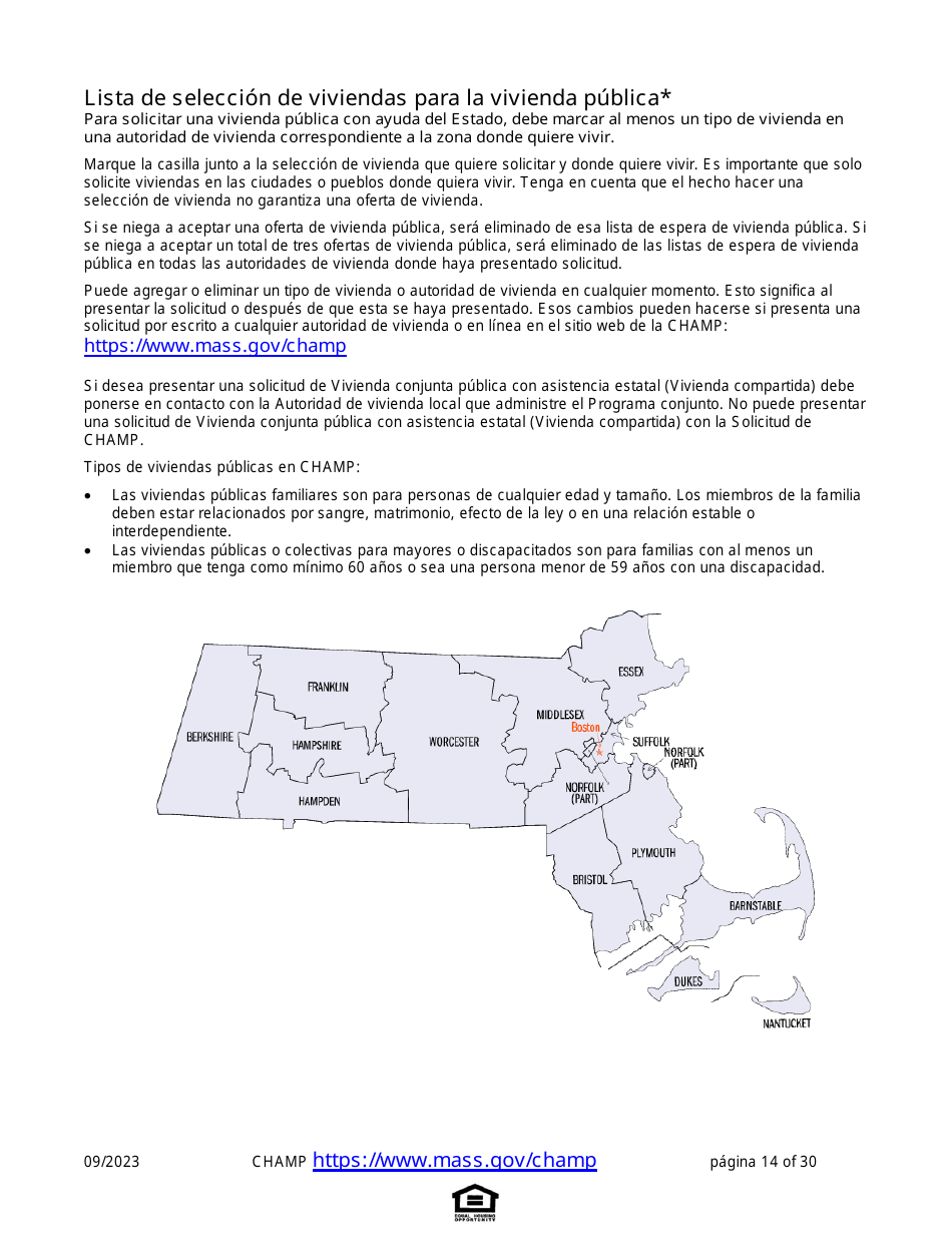 Solicitud De Vivienda Comun Para Programas De Massachusetts - Massachusetts (Spanish), Page 14