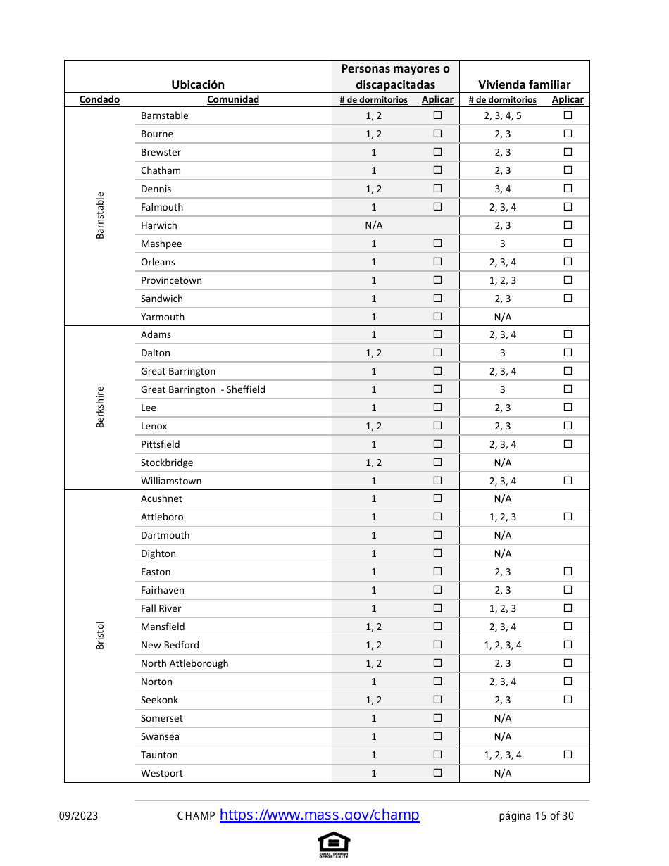 Solicitud De Vivienda Comun Para Programas De Massachusetts - Massachusetts (Spanish), Page 15