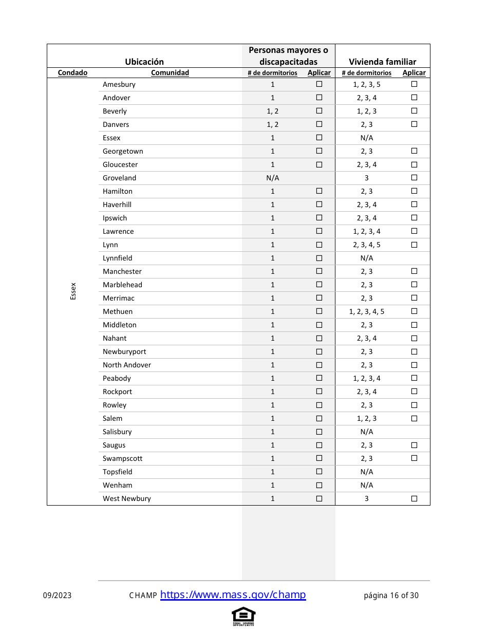 Solicitud De Vivienda Comun Para Programas De Massachusetts - Massachusetts (Spanish), Page 16