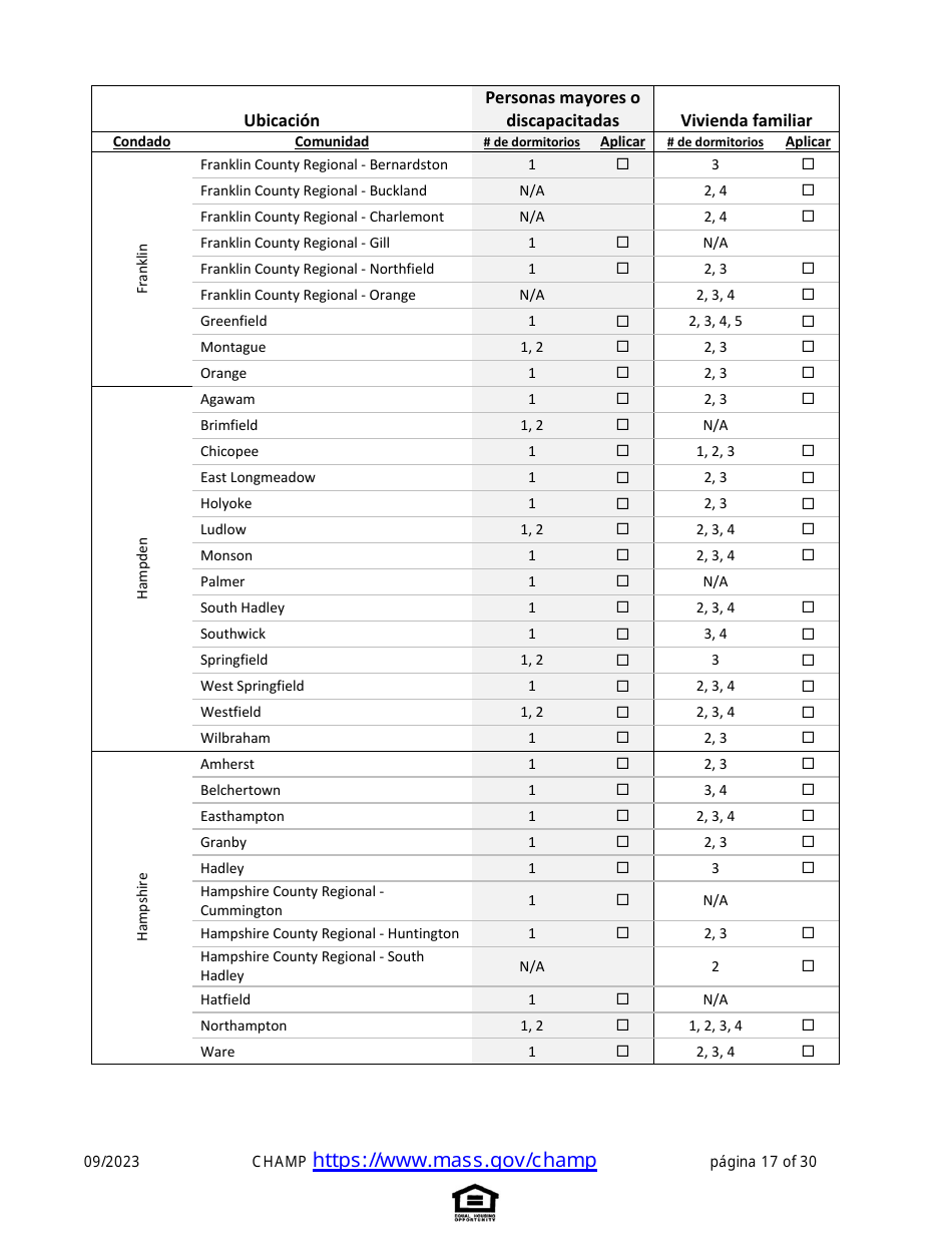 Solicitud De Vivienda Comun Para Programas De Massachusetts - Massachusetts (Spanish), Page 17