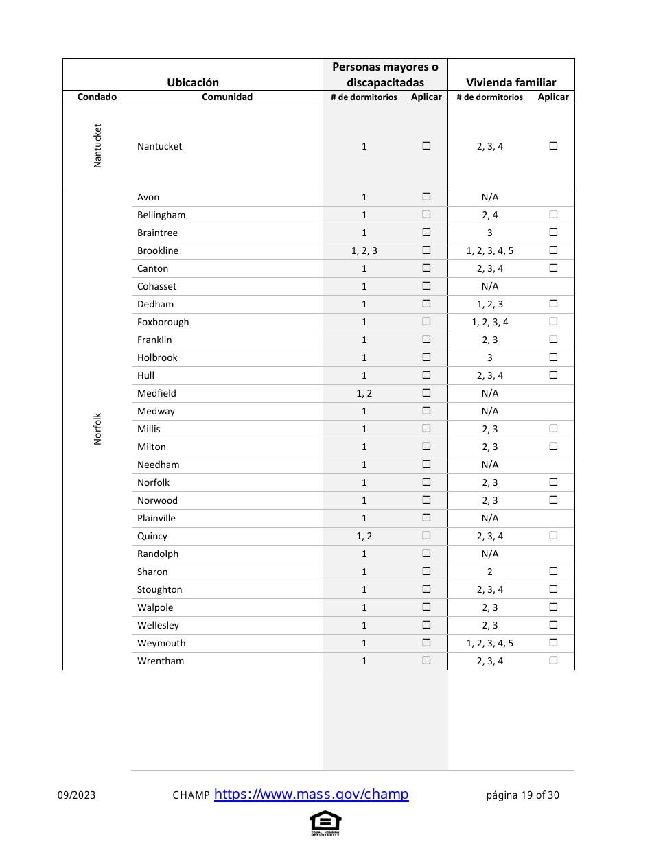 Solicitud De Vivienda Comun Para Programas De Massachusetts - Massachusetts (Spanish), Page 19