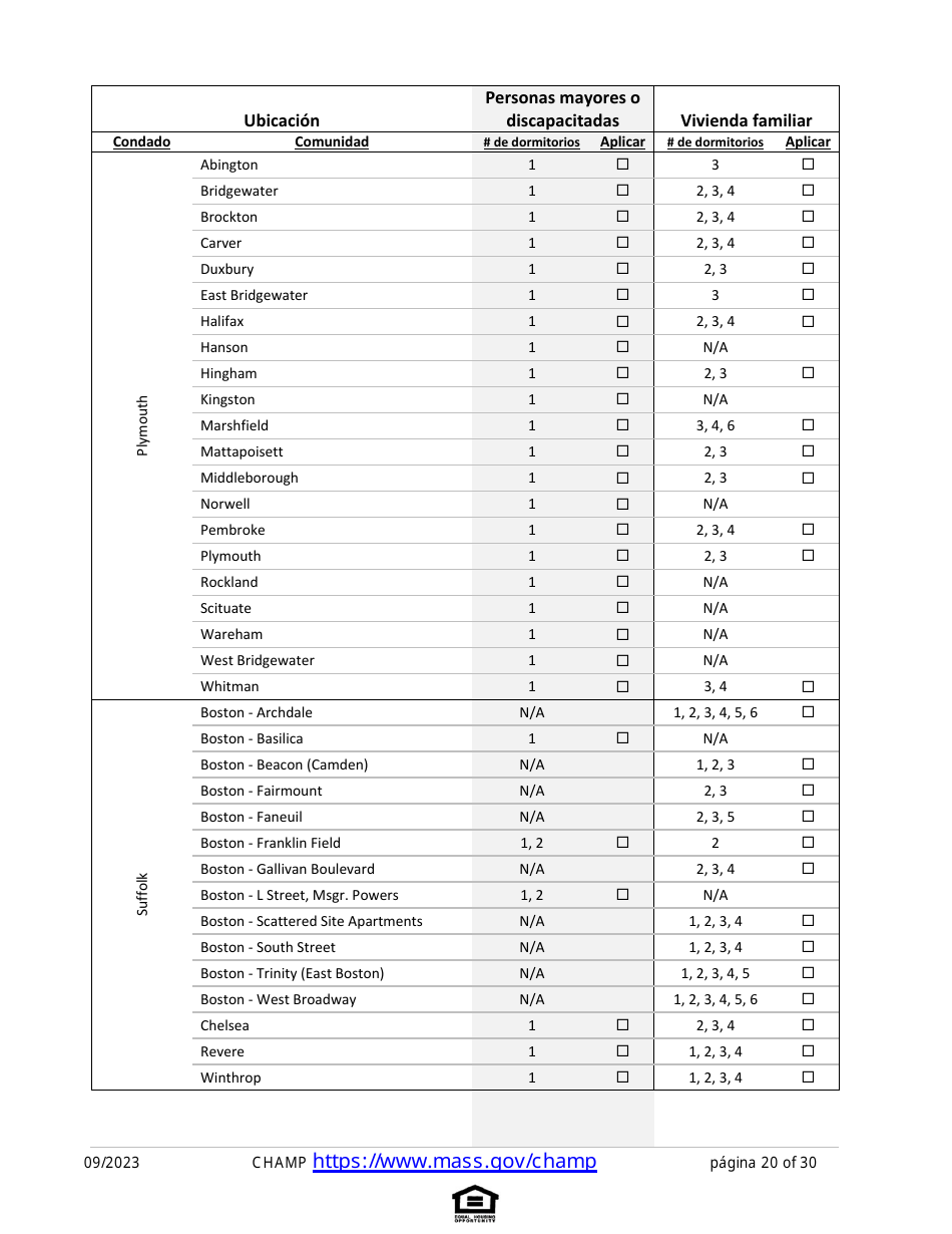 Solicitud De Vivienda Comun Para Programas De Massachusetts - Massachusetts (Spanish), Page 20