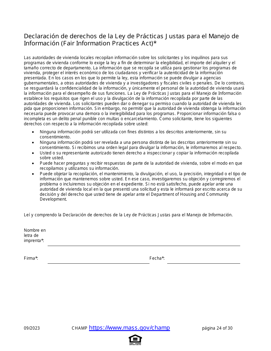 Solicitud De Vivienda Comun Para Programas De Massachusetts - Massachusetts (Spanish), Page 24