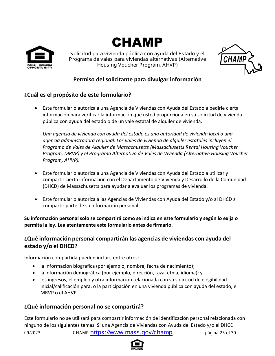 Solicitud De Vivienda Comun Para Programas De Massachusetts - Massachusetts (Spanish), Page 25