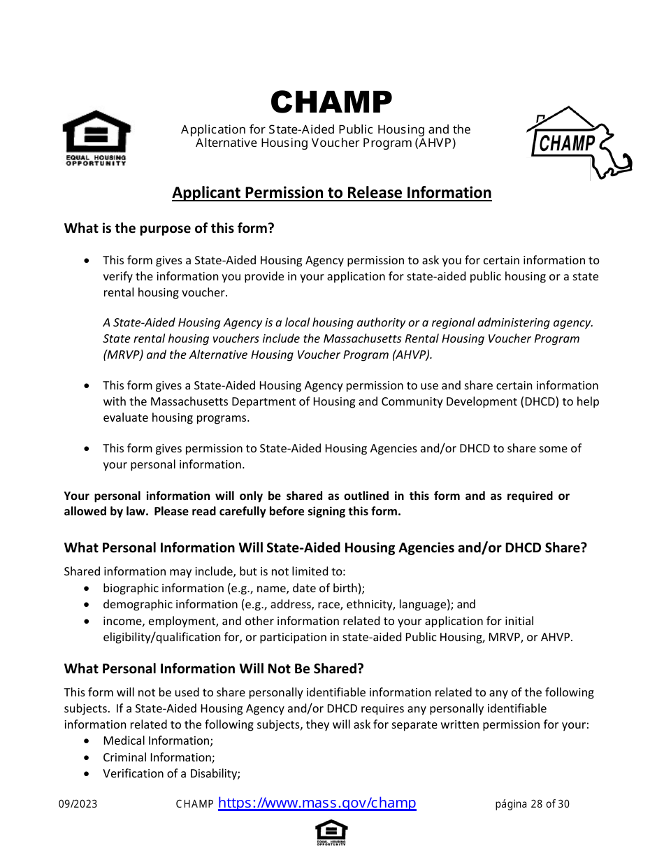 Solicitud De Vivienda Comun Para Programas De Massachusetts - Massachusetts (Spanish), Page 28