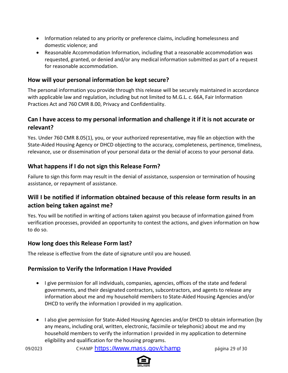 Solicitud De Vivienda Comun Para Programas De Massachusetts - Massachusetts (Spanish), Page 29