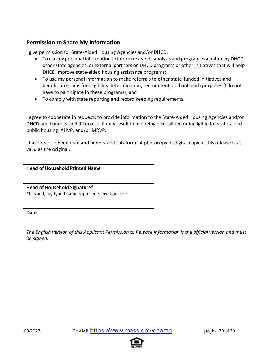 Solicitud De Vivienda Comun Para Programas De Massachusetts - Massachusetts (Spanish), Page 30